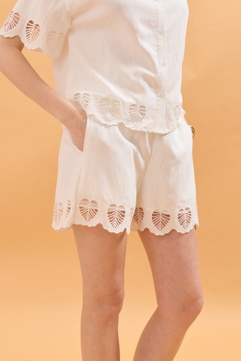 Mabel Shorts with Embroidered Details - Beige