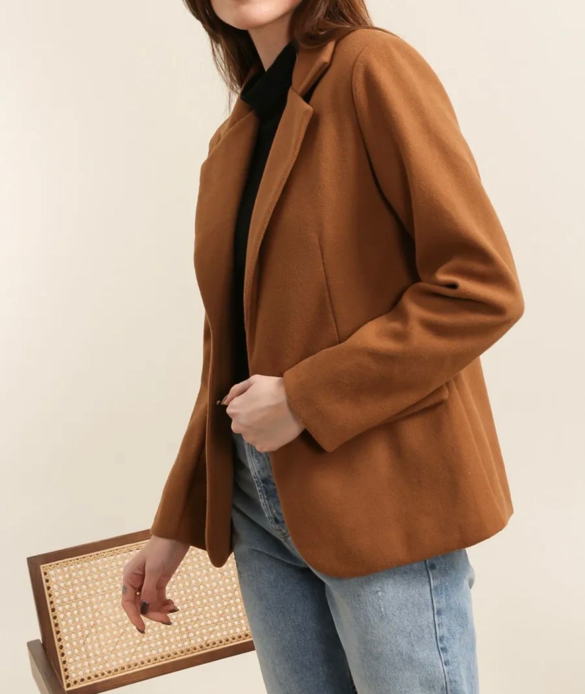 Luna Single Button Coat - Camel