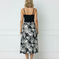 Giulia Printed Midi Satin Skirt - Black