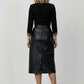 Beatrice Buttoned Leather Skirt - Black
