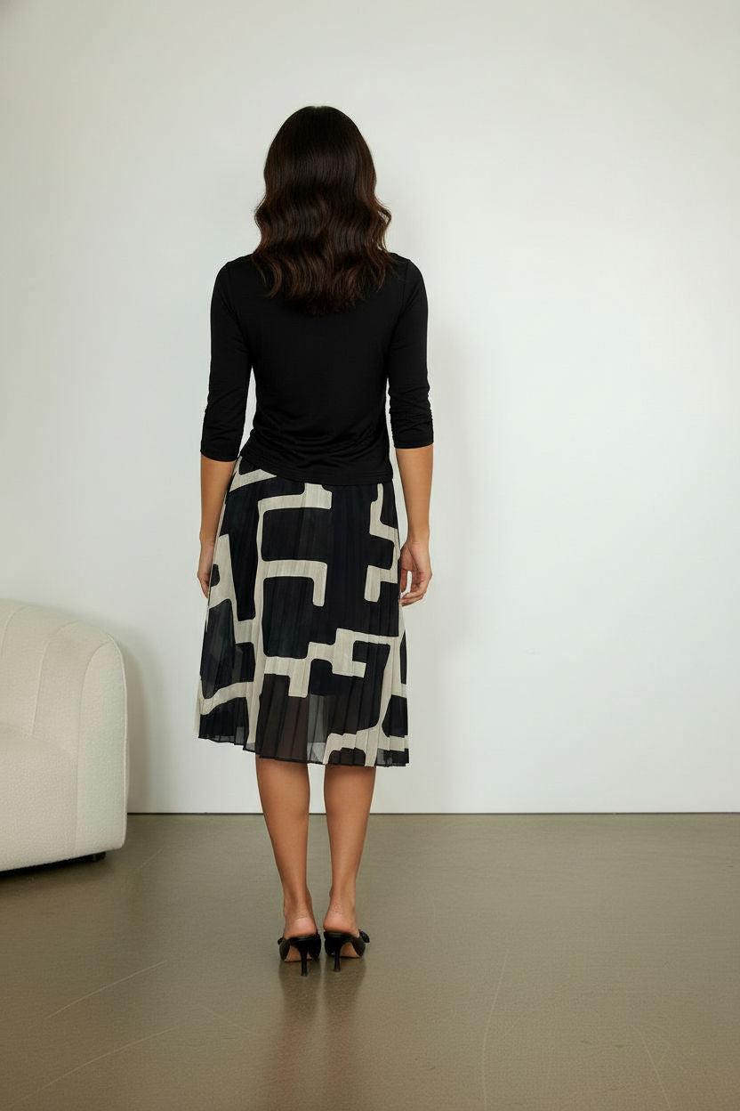 Jess Printed Skirt - Black