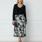 Giulia Printed Midi Satin Skirt - Black