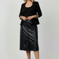 Beatrice Buttoned Leather Skirt - Black