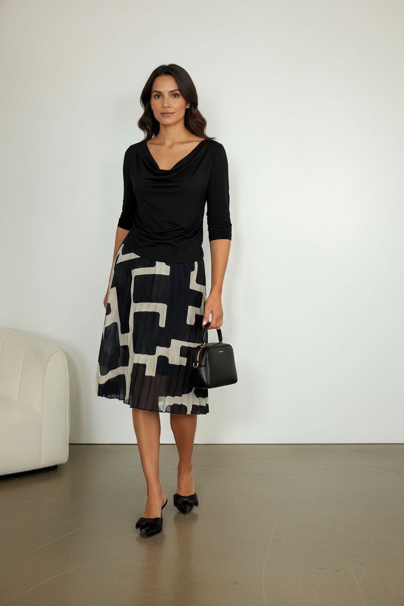 Jess Printed Skirt - Black