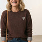 Aoife Knit Sweater with Check Prints - Choco Brown