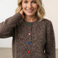 Joanne Heart Shape Button Down Cardigan - Chocolate Brown