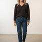 Vivian Check Collar and Cuff Sweater - Choco Brown