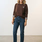 Aoife Knit Sweater with Check Prints - Choco Brown