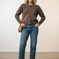 Joanne Heart Shape Button Down Cardigan - Chocolate Brown
