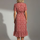 Sofia Printed Ruffle Dress - Red