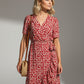 Sofia Printed Ruffle Dress - Red