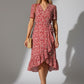 Sofia Printed Ruffle Dress - Red