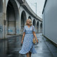 Sofia Printed Ruffle Dress - Blue