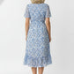 Sofia Printed Ruffle Dress - Blue