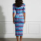 Vivi Printed Pencil Dress with Front Slit - Multicolour
