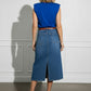 Sophie Top with Shoulder Pads - Blue