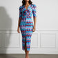 Vivi Printed Pencil Dress with Front Slit - Multicolour