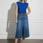 Sophie Top with Shoulder Pads - Blue