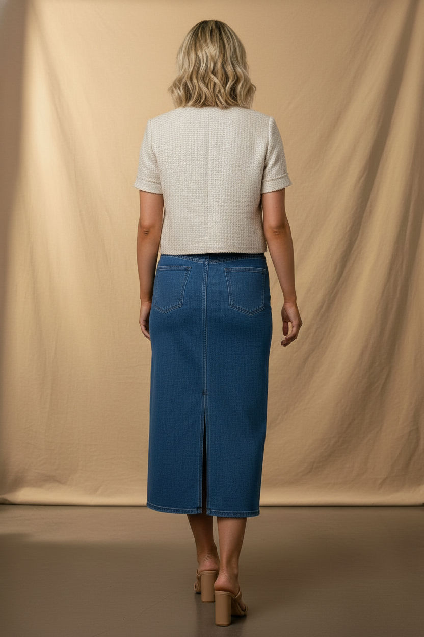 Denise Denim Skirt With front Slit