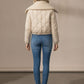 Tilly Cropped Puffer Jacket With Fur Lapel - Beige