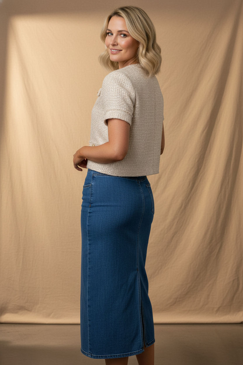 Denise Denim Skirt With front Slit
