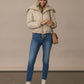 Tilly Cropped Puffer Jacket With Fur Lapel - Beige