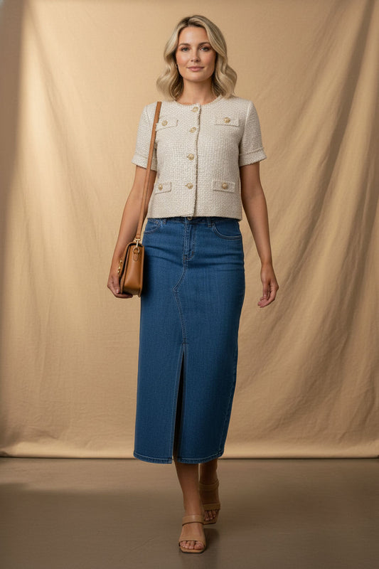 Denise Denim Skirt With front Slit