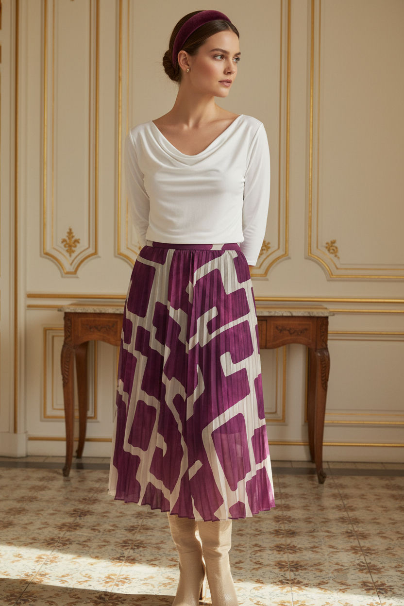 Jess Printed Skirt - Magenta