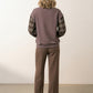 Nicole Sweatshirt with Check Sleeves - Choco Brown