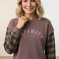 Nicole Sweatshirt with Check Sleeves - Choco Brown