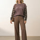 Nicole Sweatshirt with Check Sleeves - Choco Brown