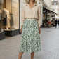 Giulia Printed Midi Satin Skirt - Green