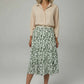Giulia Printed Midi Satin Skirt - Green