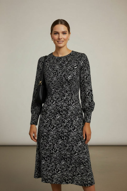 Florence Floral Printed Dress - Black