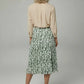 Giulia Printed Midi Satin Skirt - Green