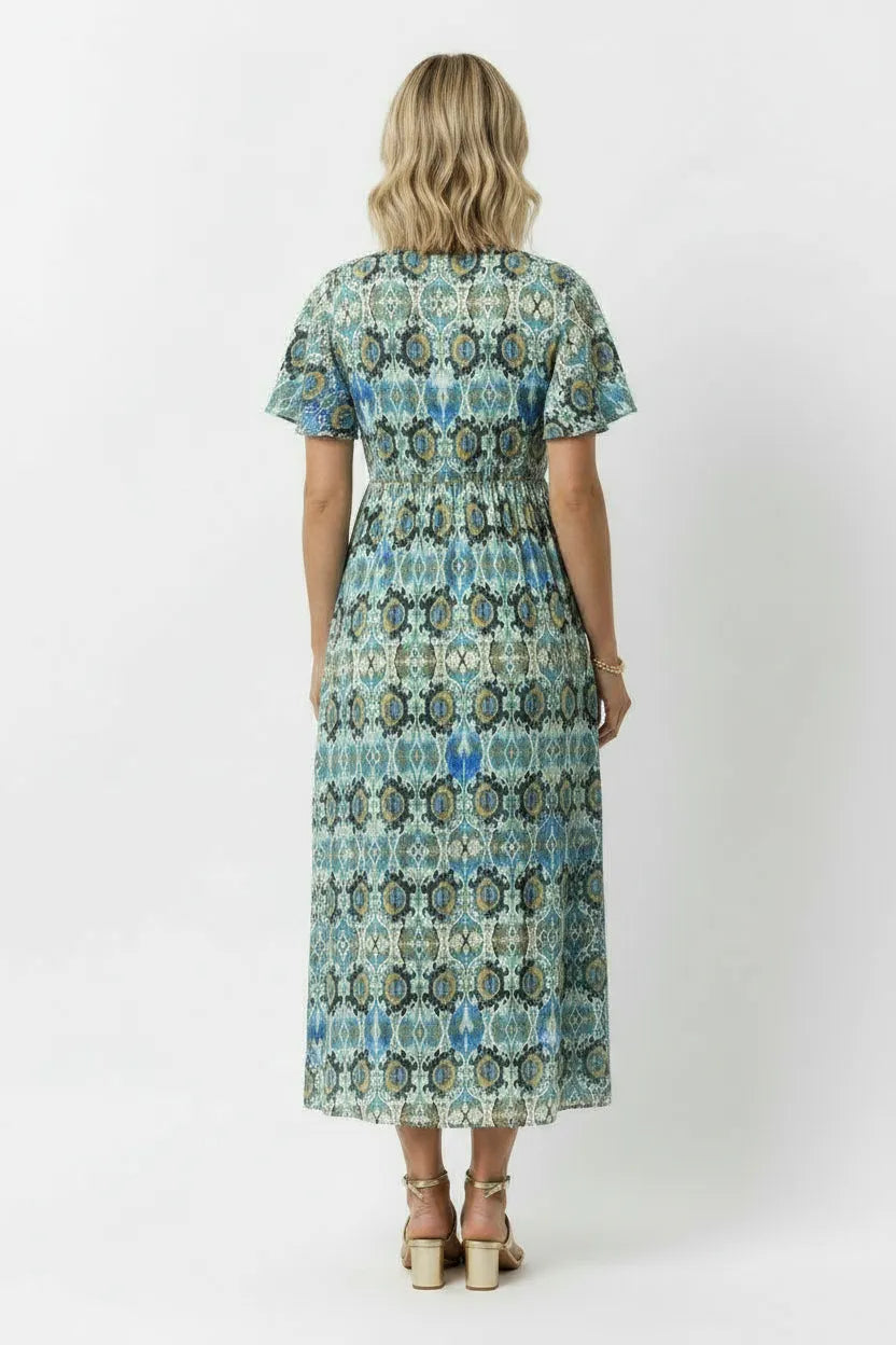 Emma Midi Printed Dress with Front Slit