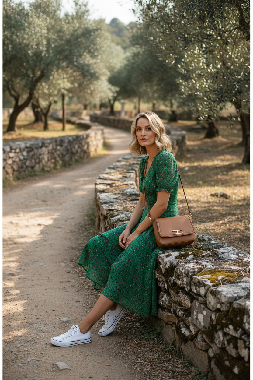 Valerie Floral Midi Dress - Green