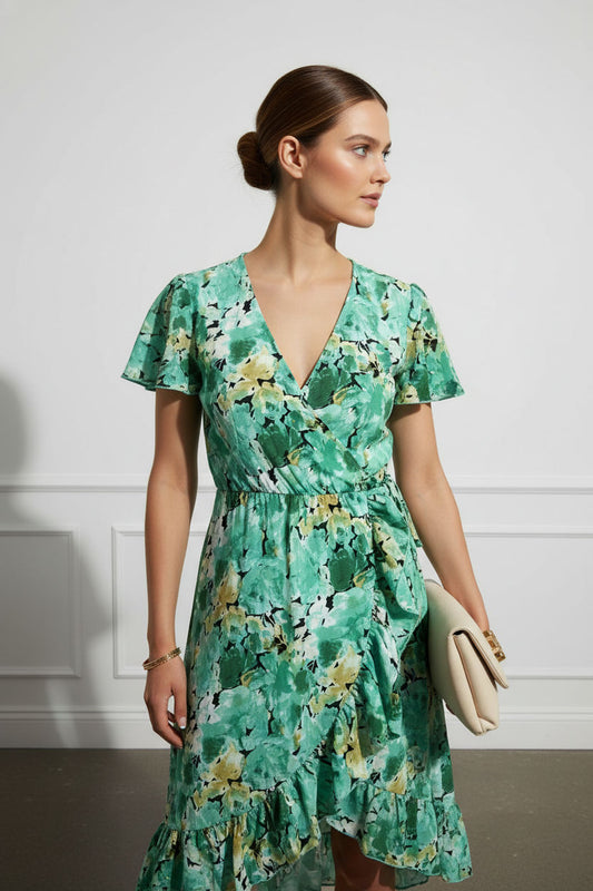 Anna Floral Wrap Dress - Green