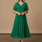 Lily Pleated Midi Dress - Green