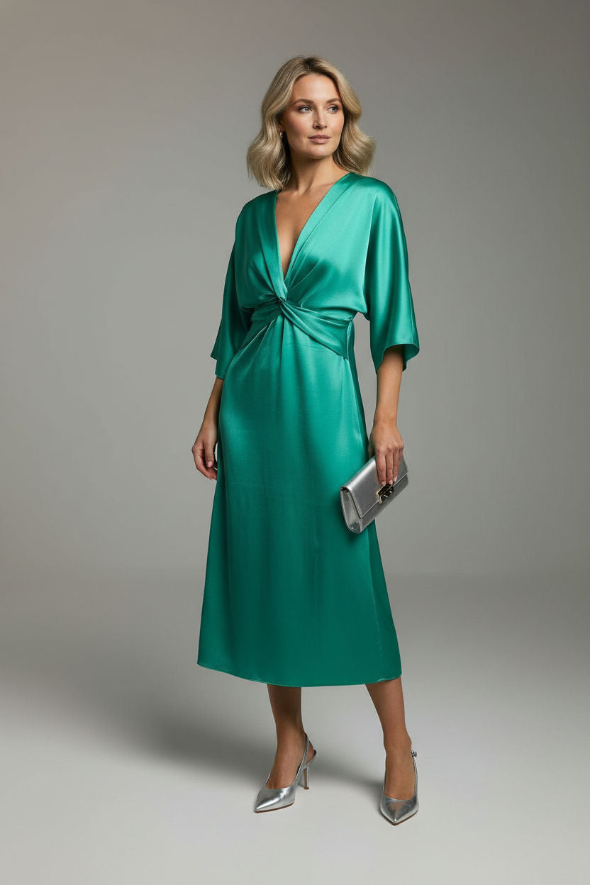 Dorah Satin Maxi Dress - Emerald