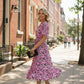Beth Printed Dress - Pink and Black