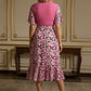 Beth Printed Dress - Pink and Black