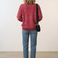 Liz Stripped Logo Knit Sweater - Burgundy