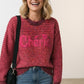 Liz Stripped Logo Knit Sweater - Burgundy