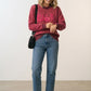 Liz Stripped Logo Knit Sweater - Burgundy