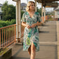 Gracie Midi Dress in Zebra & Green Leaf Print