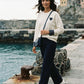 Aoife Knit Sweater with Check Prints - Ecru