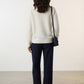 Aoife Knit Sweater with Check Prints - Ecru