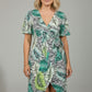 Gracie Midi Dress in Zebra & Green Leaf Print
