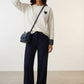 Aoife Knit Sweater with Check Prints - Ecru
